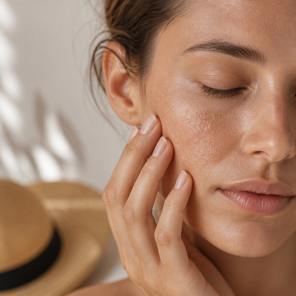 Mujer aplicando crema hidratante para cuidar la piel deshidratada después del verano